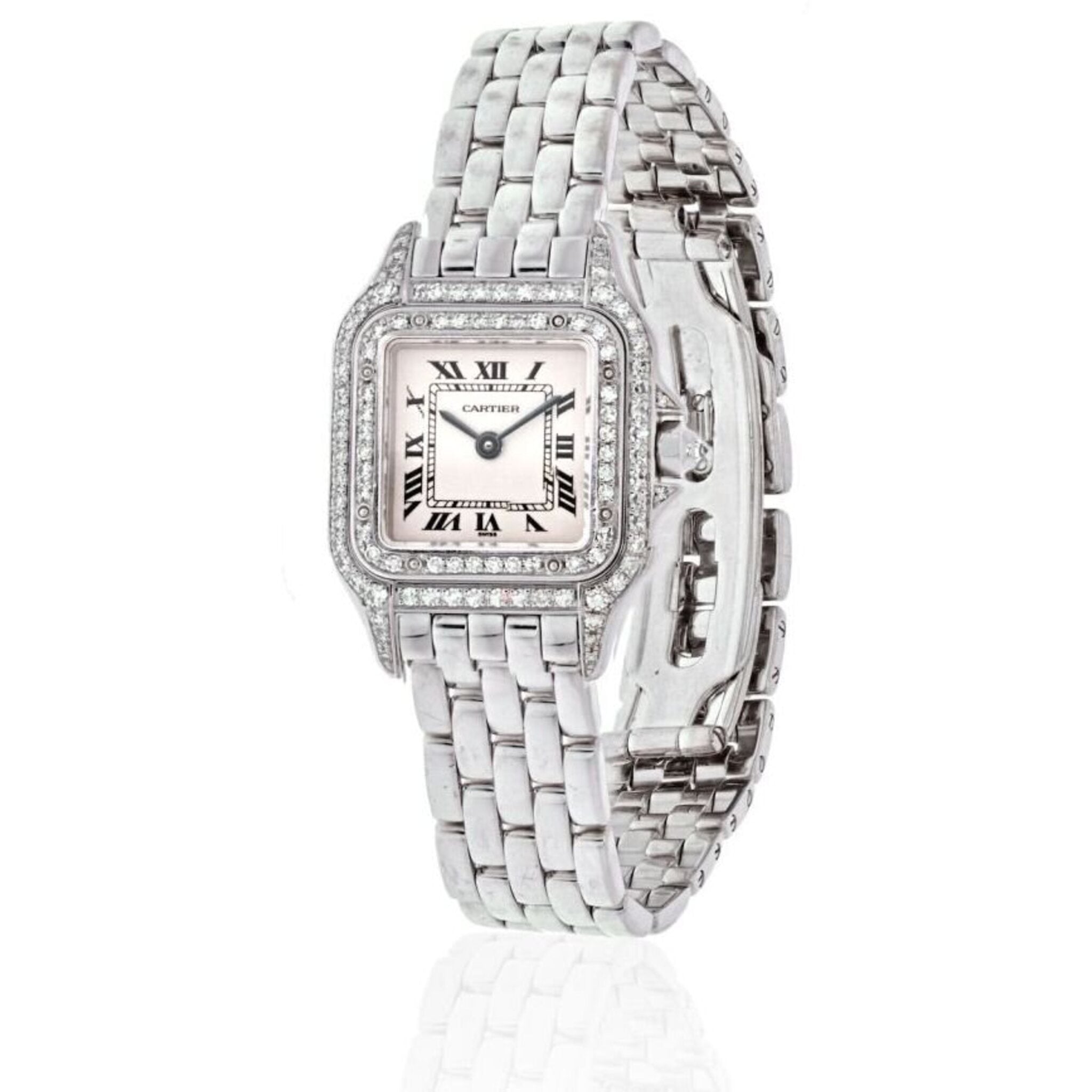 Cartier - Panthere 18K White Gold Panthere De Cartier Small Model Diamond Ladies Watch