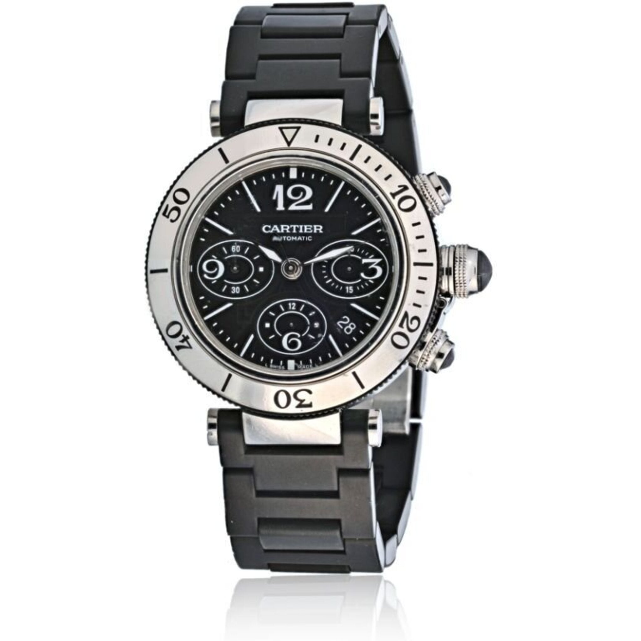 Cartier Pasha Seatimer Stainless Steel 42mm Chronograph Black