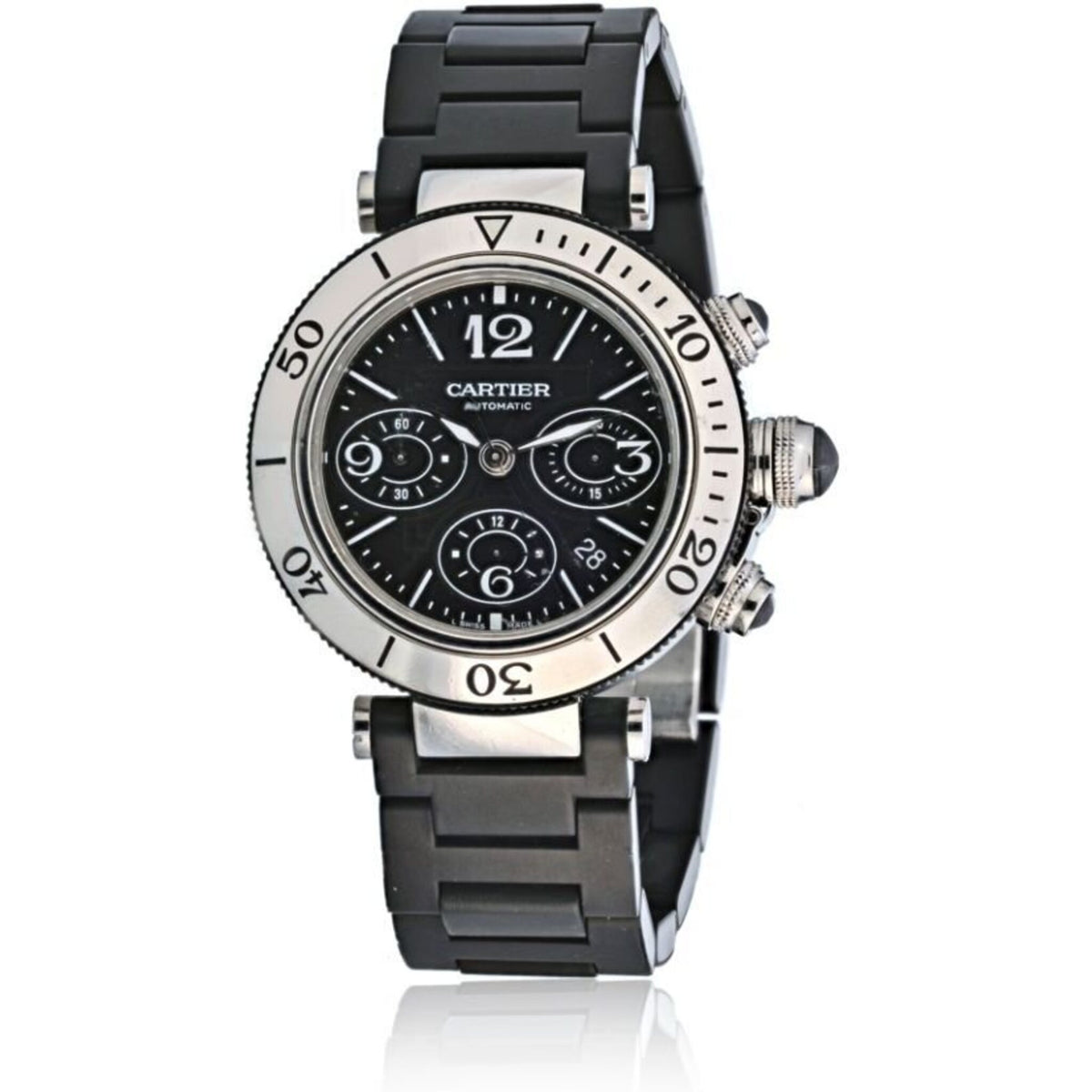Cartier - Pasha Seatimer Stainless Steel 42mm Chronograph Black Watch