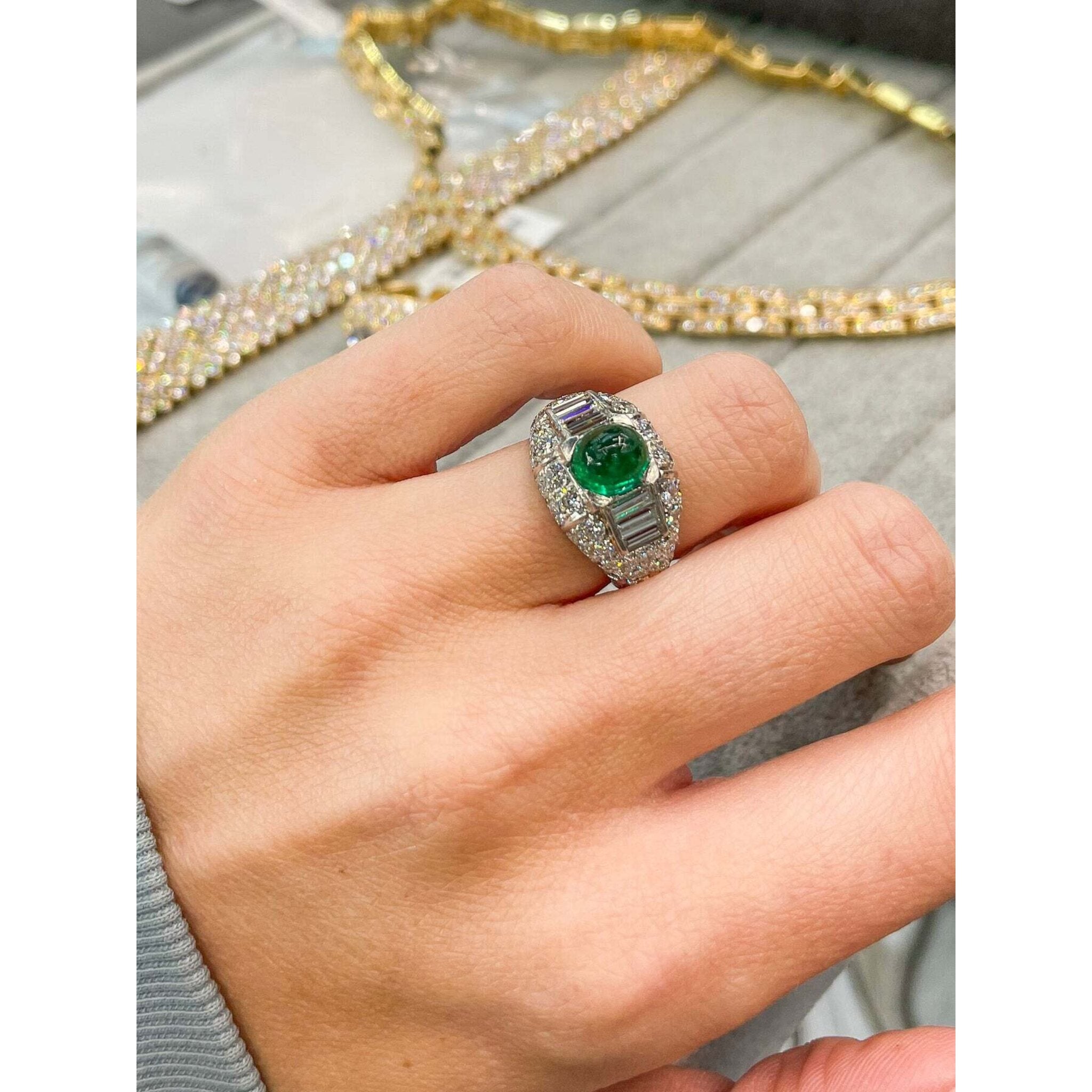 Platinum 3.5 Carat Emerald Cut Emerald Ring | Barkev's