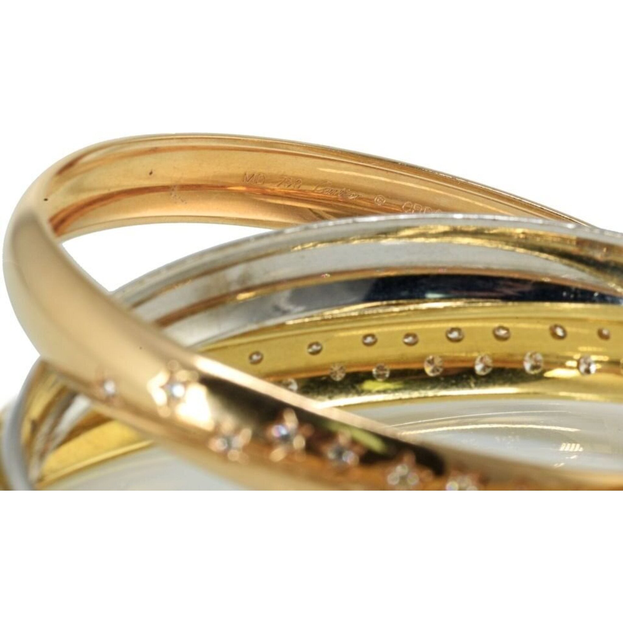 Cartier Trinity Panthere 18 Karat Yellow Gold Diamond Slip on Bangle For  Sale at 1stDibs