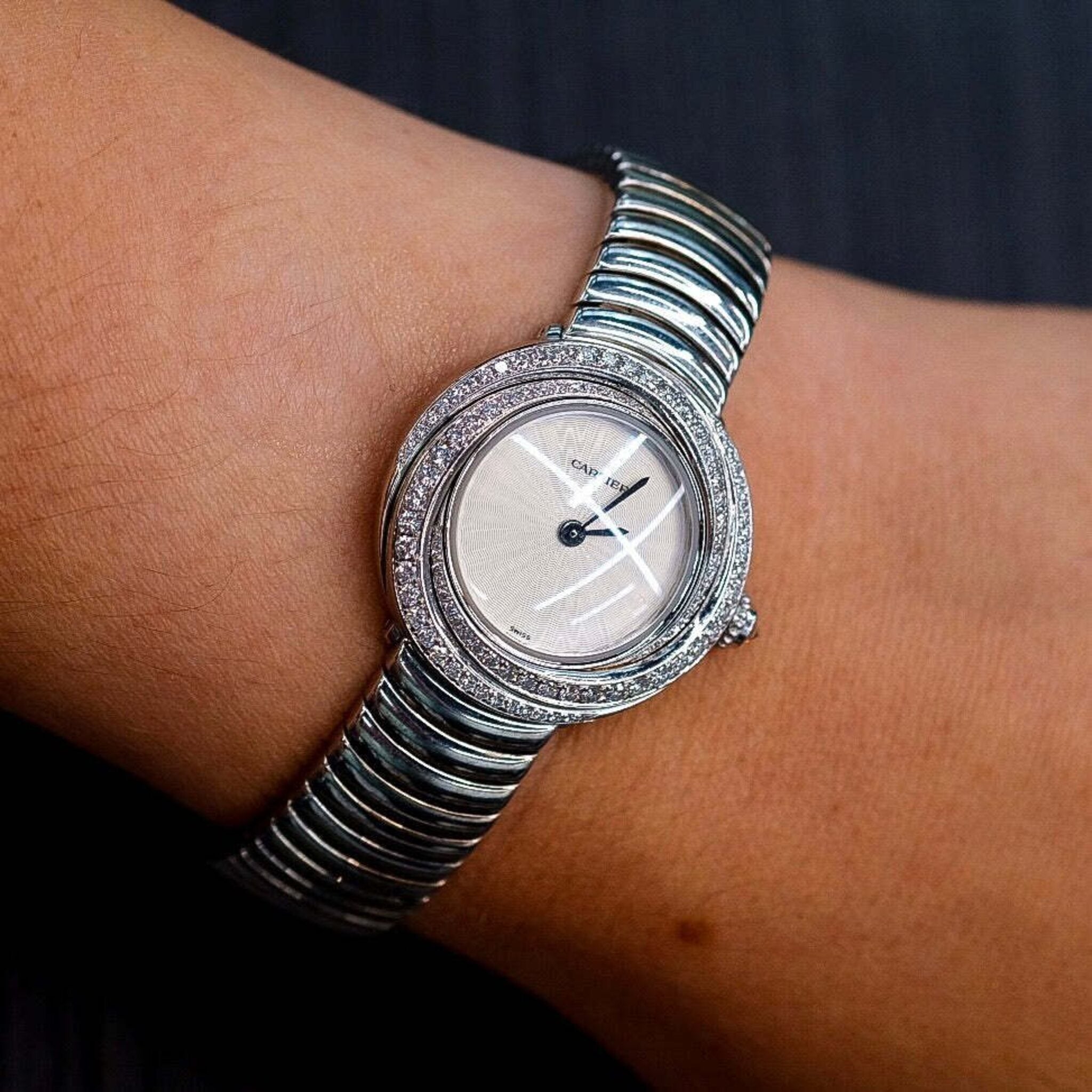 Cartier - Trinity 18K White Gold Diamond Bezel White Cream Dial Ladies Watch