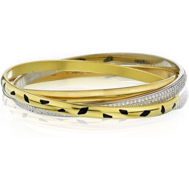Cartier - Trinity 18K Yellow Gold Diamond spotted Lacquer Slip On Bracelet