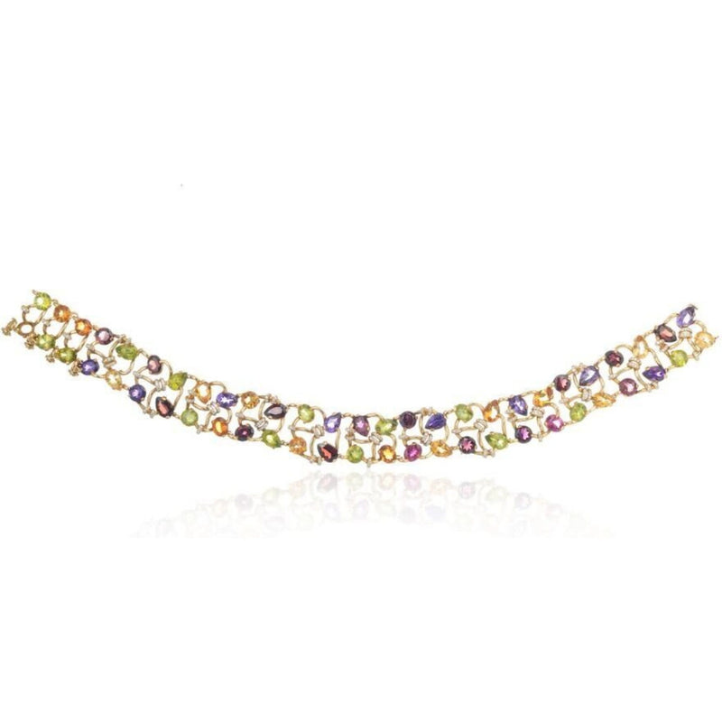 Chanel - 18K Yellow Gold Multicolor Gemstone And Diamond Collar Necklace