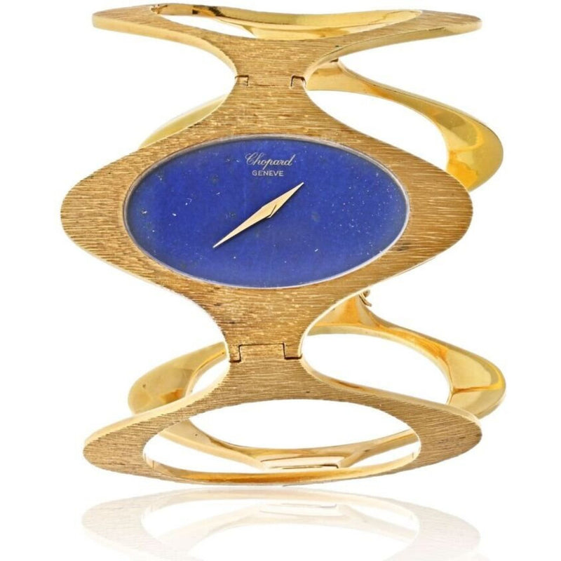 Chopard - 18K White Gold 1970's Bark Finish Lapis Dial 1970's Wrist Watch