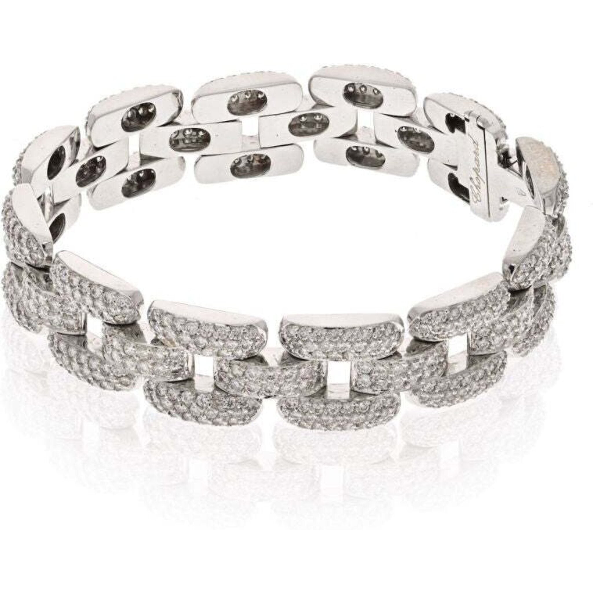 Chopard 18K White Gold 20 Carat Micro Pave Diamond Link Bracelet