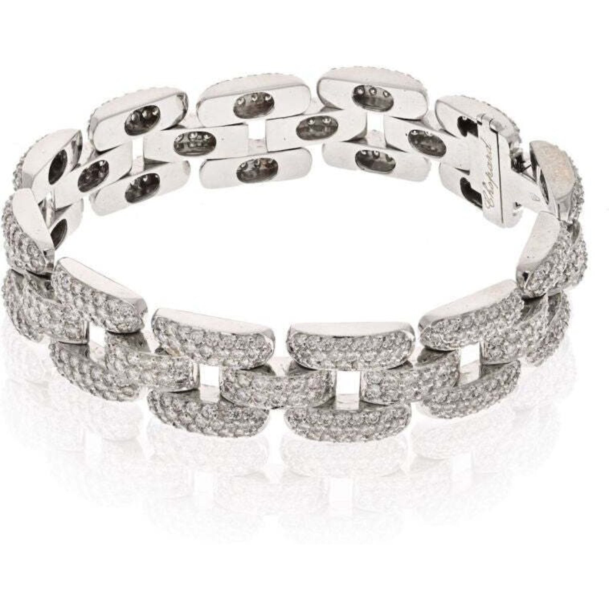 Chopard - 18K White Gold 20 Carat Micro Pave Diamond Link Bracelet