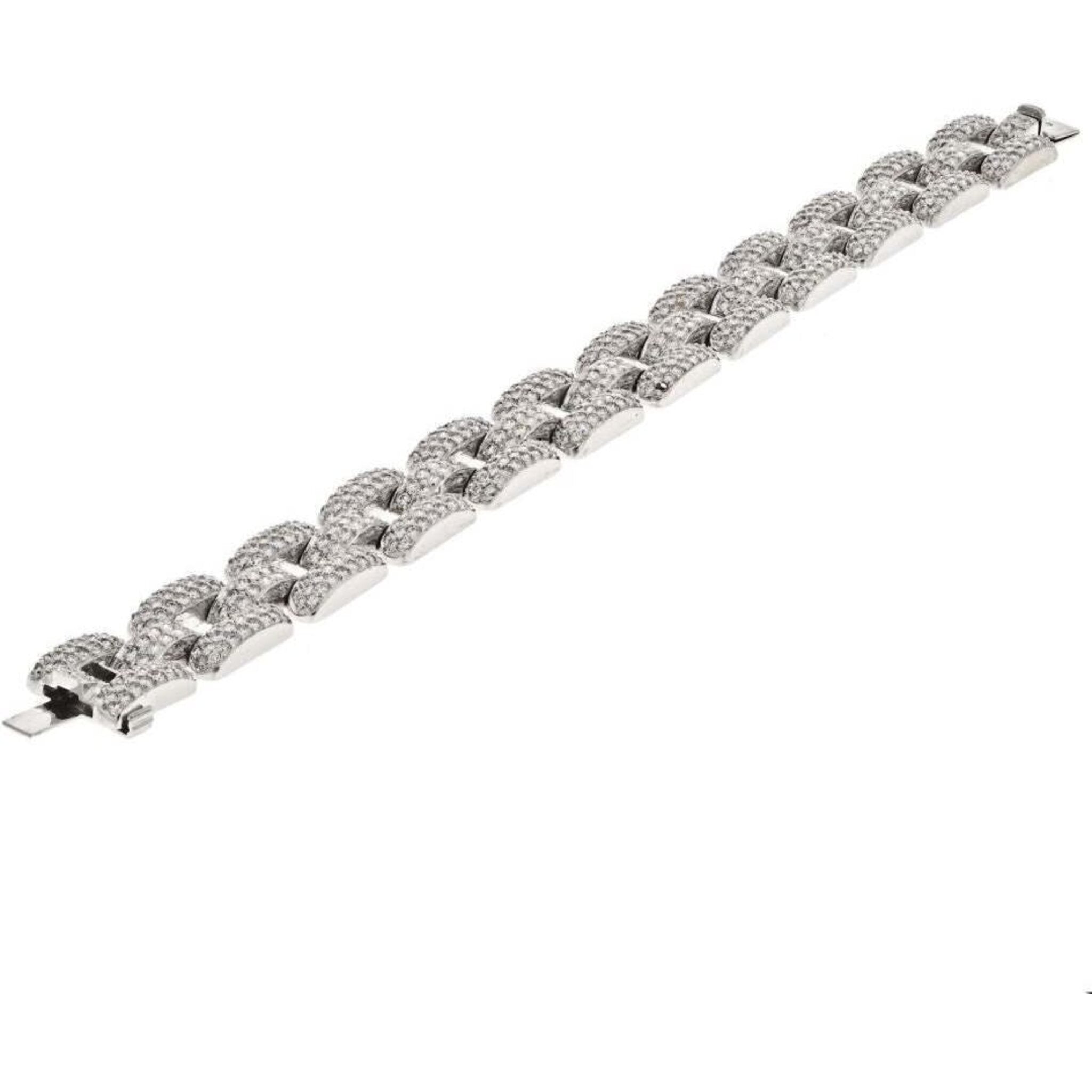 Chopard 18K White Gold 20 Carat Micro Pave Diamond Link Bracelet