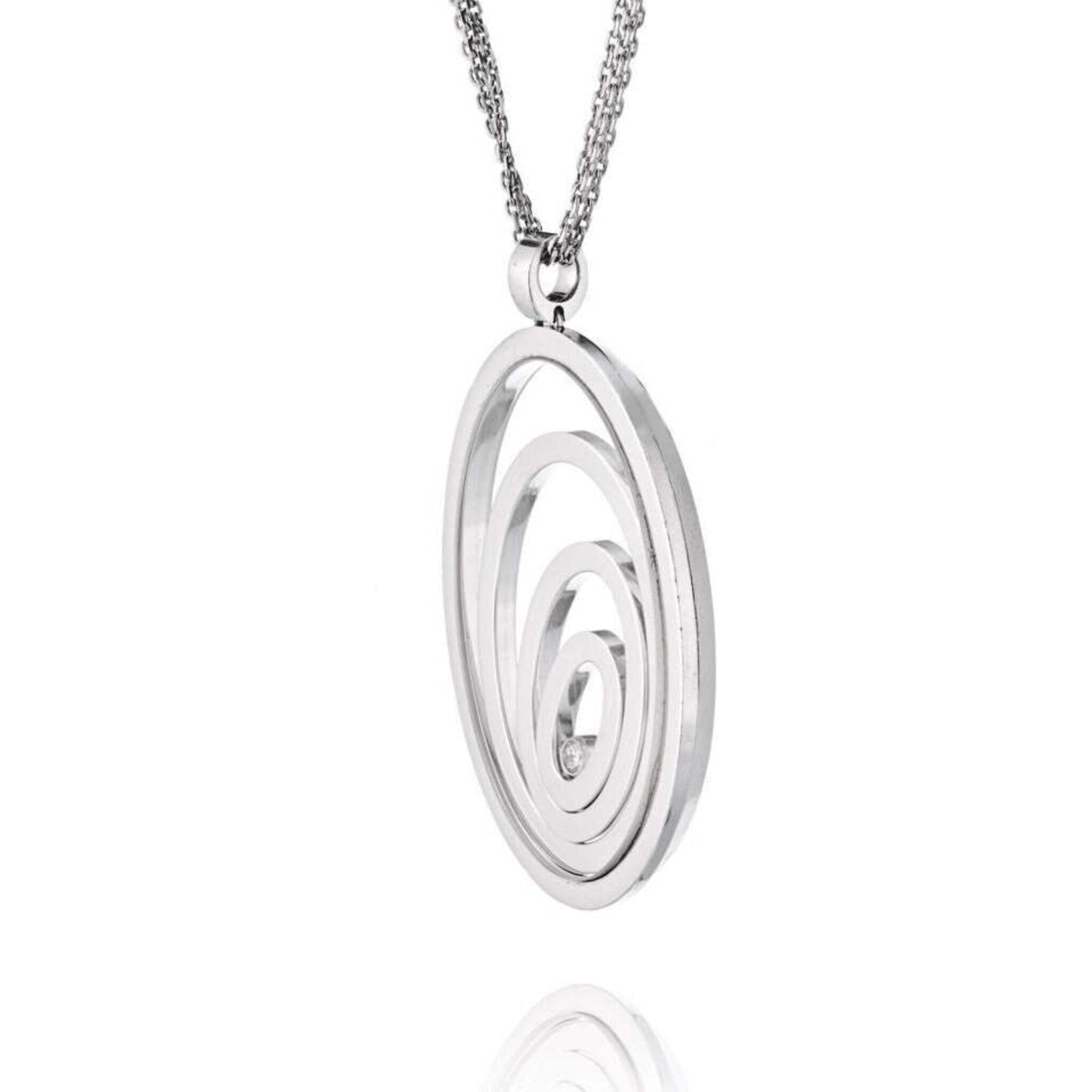 Chopard 18K White Gold Happy Spirit Floating Diamond Necklace