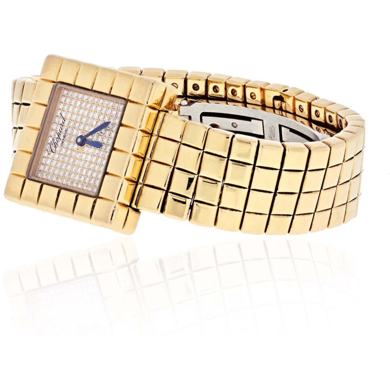 Chopard - 18K Yellow Gold Ice Cube Square Diamond Dial Watch