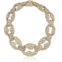 Circa 1960's 18K Yellow Gold 250 Carat Diamond Link Necklace