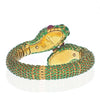 David Webb - 18K Yellow Gold 1960's Double Headed Serpent Green Enamel Bracelet