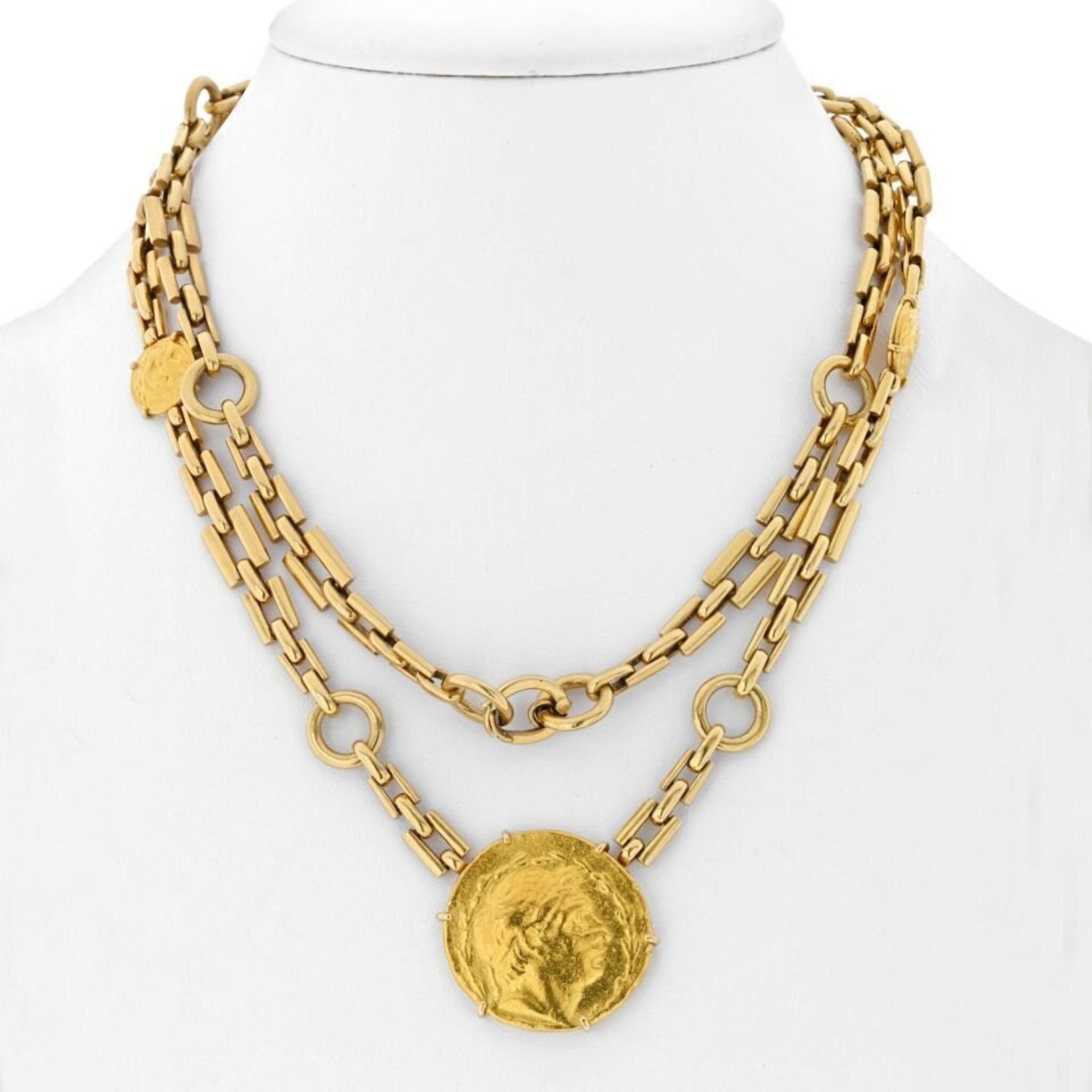 David Webb - 18K Yellow Gold Ancient Greek Coin Long Chain Necklace –  Robinson's Jewelers