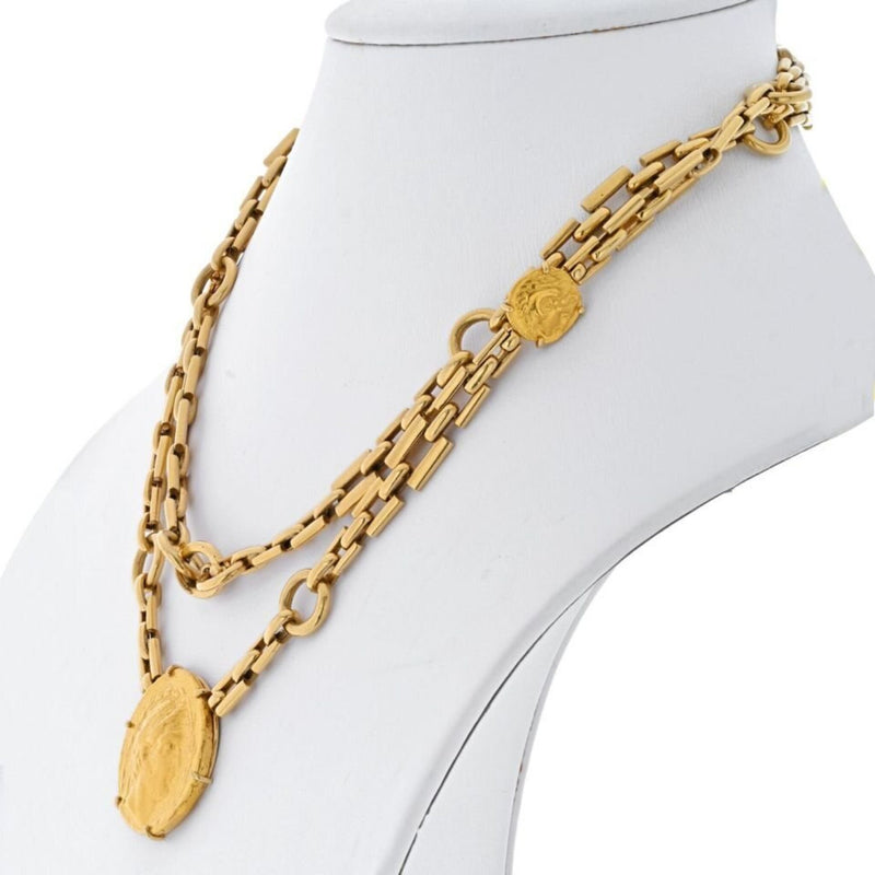 David Webb - 18K Yellow Gold Ancient Greek Coin Long Chain Necklace