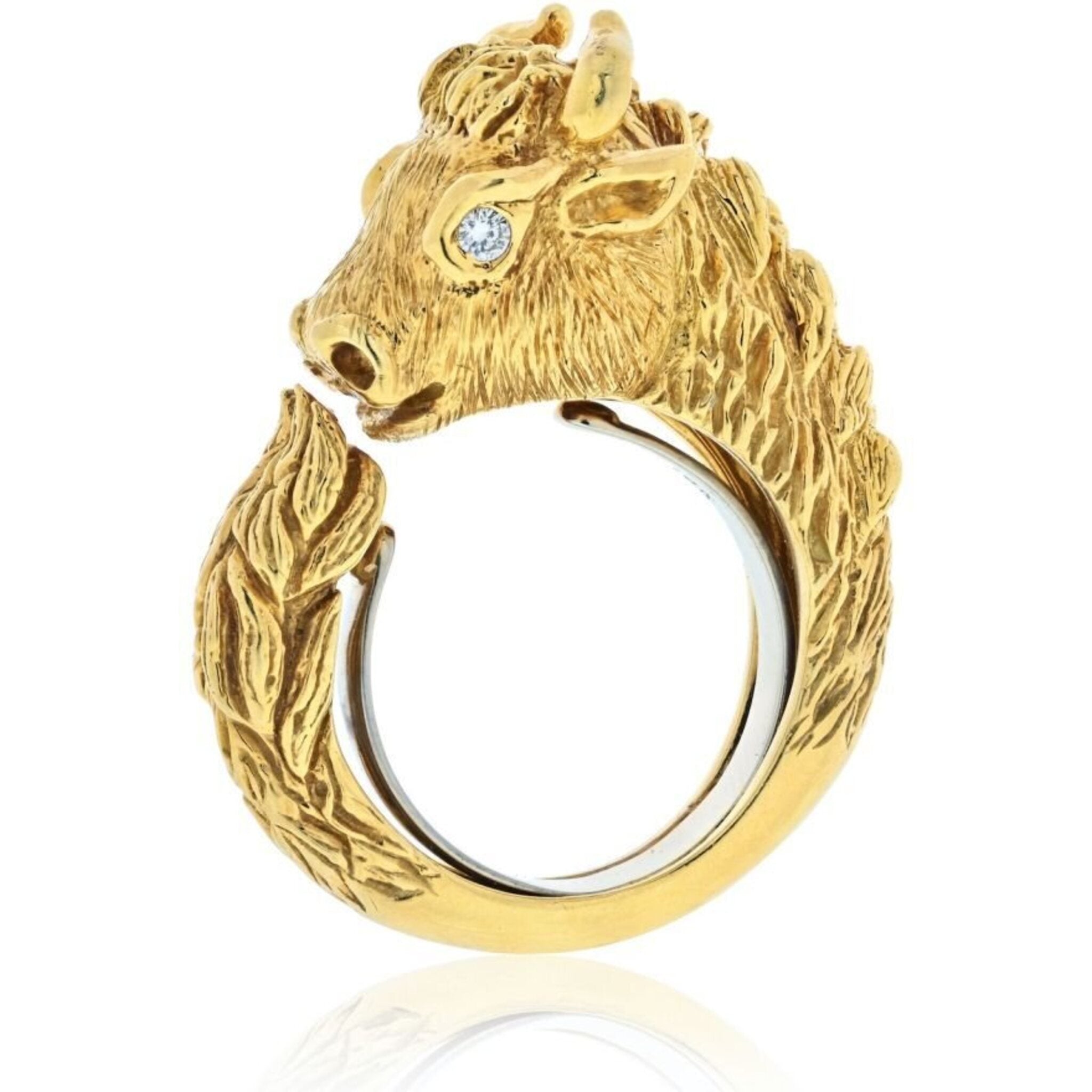 Antique 14k Yellow Gold Lion Dragon Ring with diamond eyes and Pearl –  mainstjewelrywatches