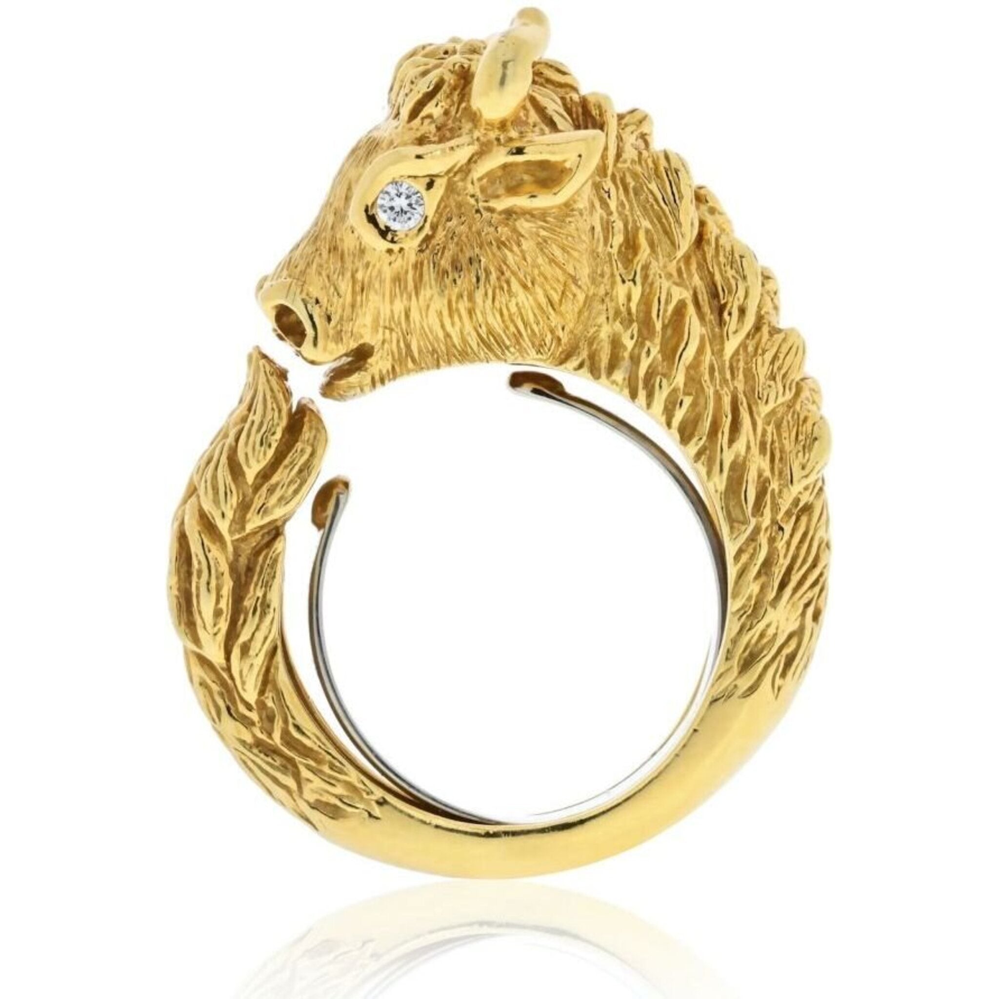 Yellow Gold Lion and Lamb Ring - Elisa Solomon Jewelry