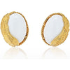 David Webb - 18K Yellow Gold Cabochon Coral Oval Clip On Earrings