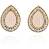 David Webb - 18K Yellow Gold Carvd Coral Diamond Pear Drop Clip Earrings