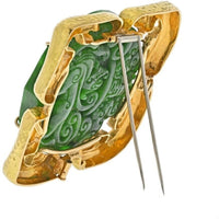David Webb - 18K Yellow Gold Carved Jade Pendant And A Brooch