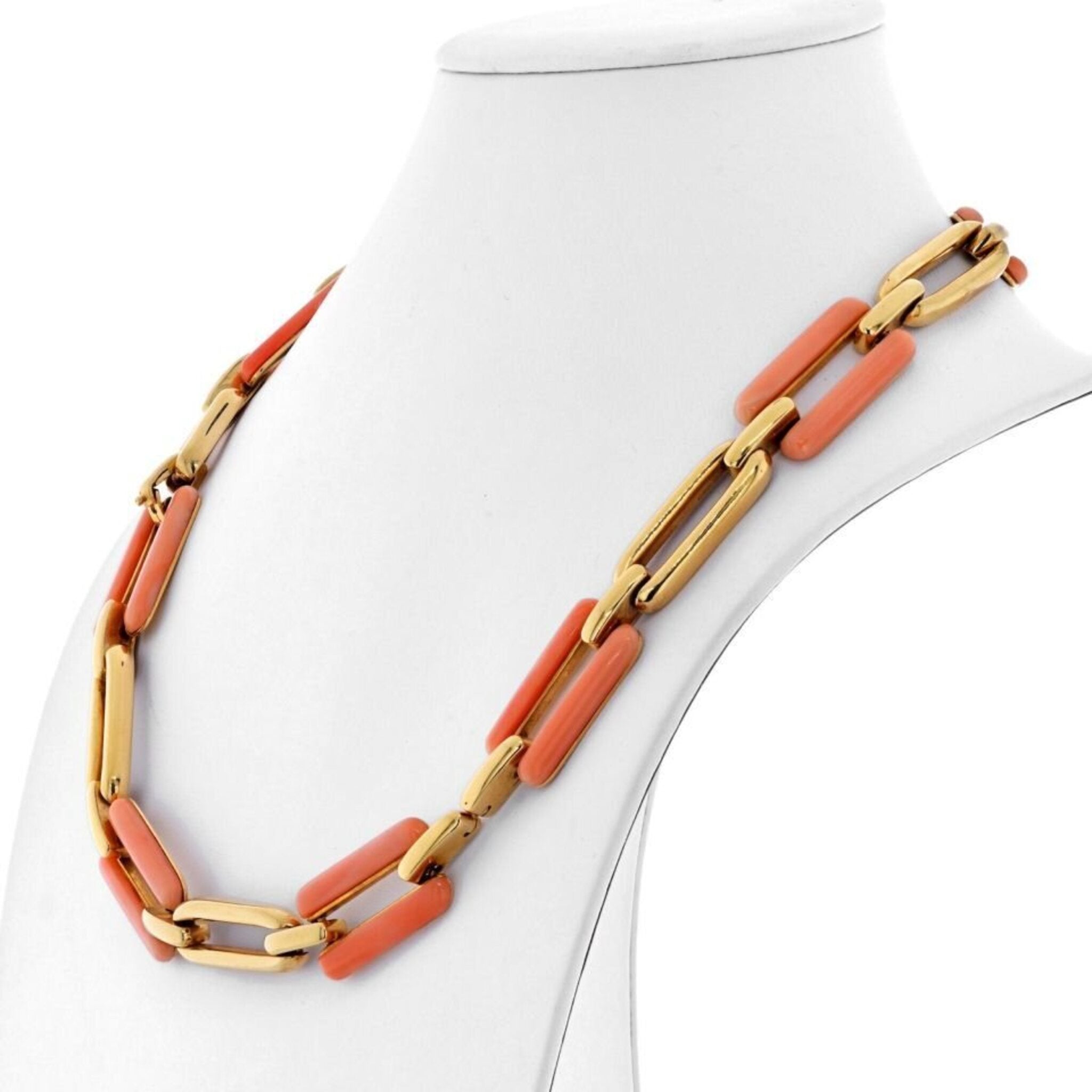 David Webb - 18K Yellow Gold Coral And Gold Link Convertible Necklace