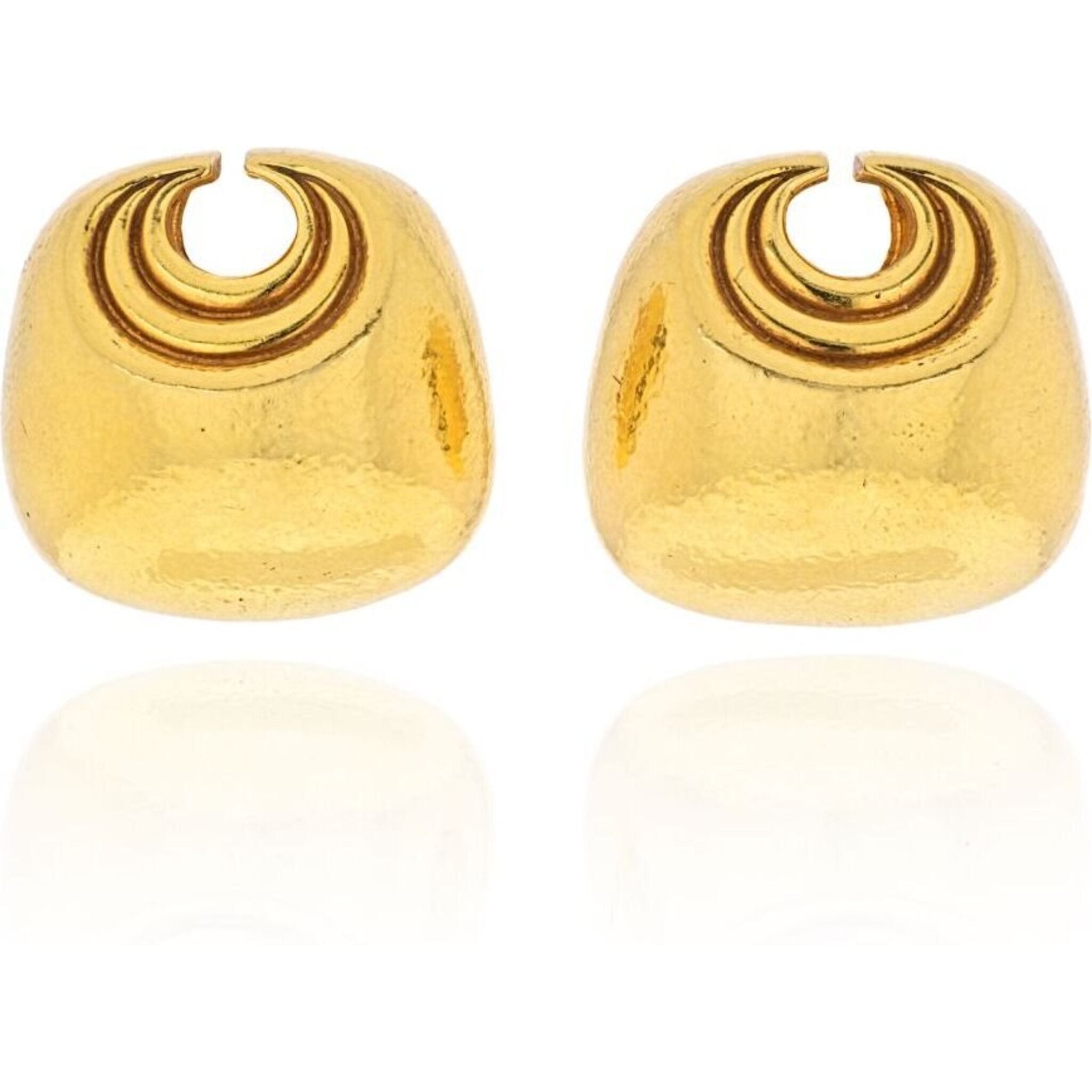David Webb - 18K Yellow Gold Crescent Earrings