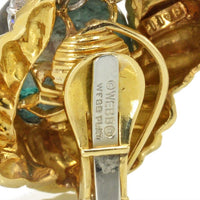 David Webb - 18K Yellow Gold Diamond & Emerald Bead Clip-On Earrings