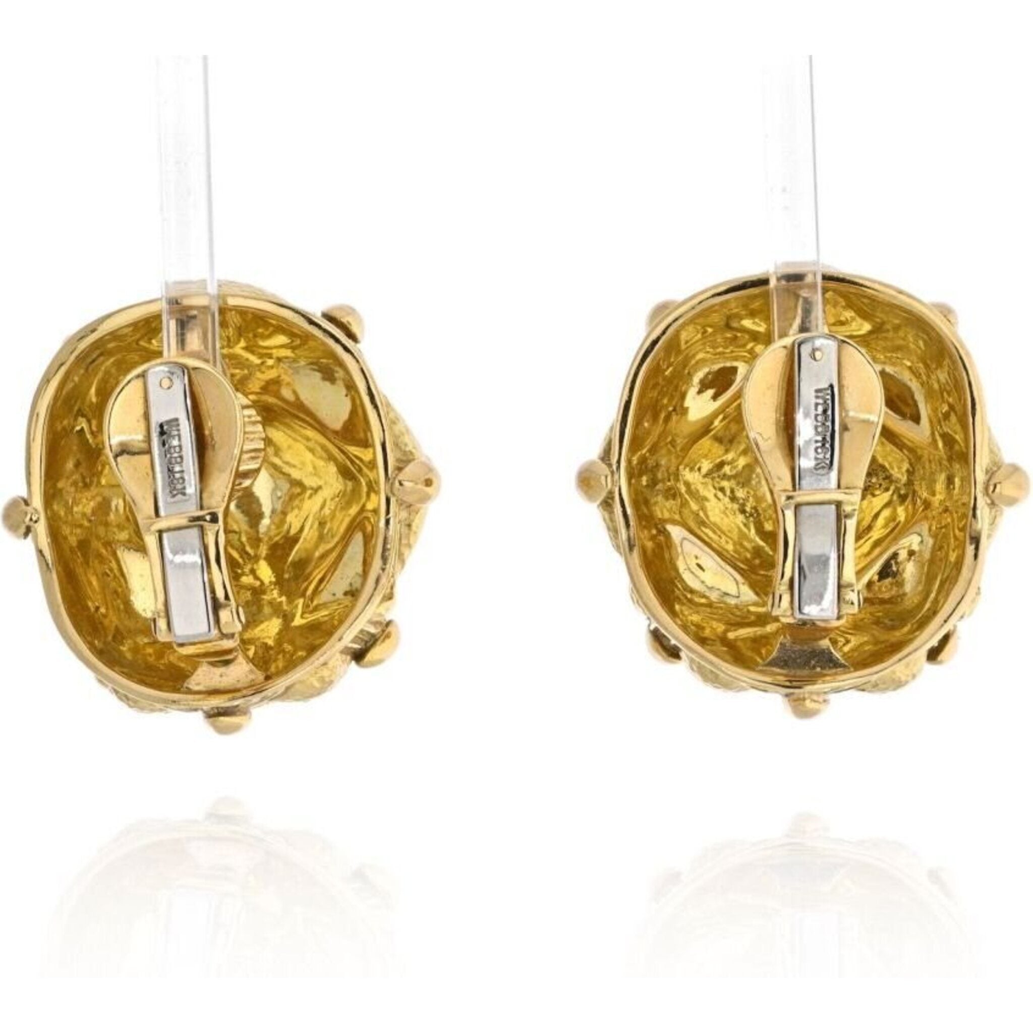 David Webb - 18K Yellow Gold Geodesic Earrings