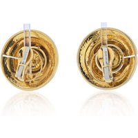 David Webb - 18K Yellow Gold Gold Beehive Shield Clip Earrings