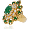 David Webb - 18K Yellow Gold Green Emerald Diamond Flower Ring
