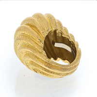David Webb - 18K Yellow Gold Hammered Domed Rigid Style Ring