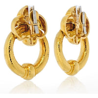 David Webb - 18K Yellow Gold Hammered Doorknockers Large Oversized Earrings