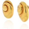 David Webb - 18K Yellow Gold Hammered Heavy Clip On Swirl Earrings