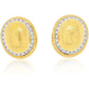 David Webb - 18K Yellow Gold Large Dome Oval Button Signature Hammered Earrings