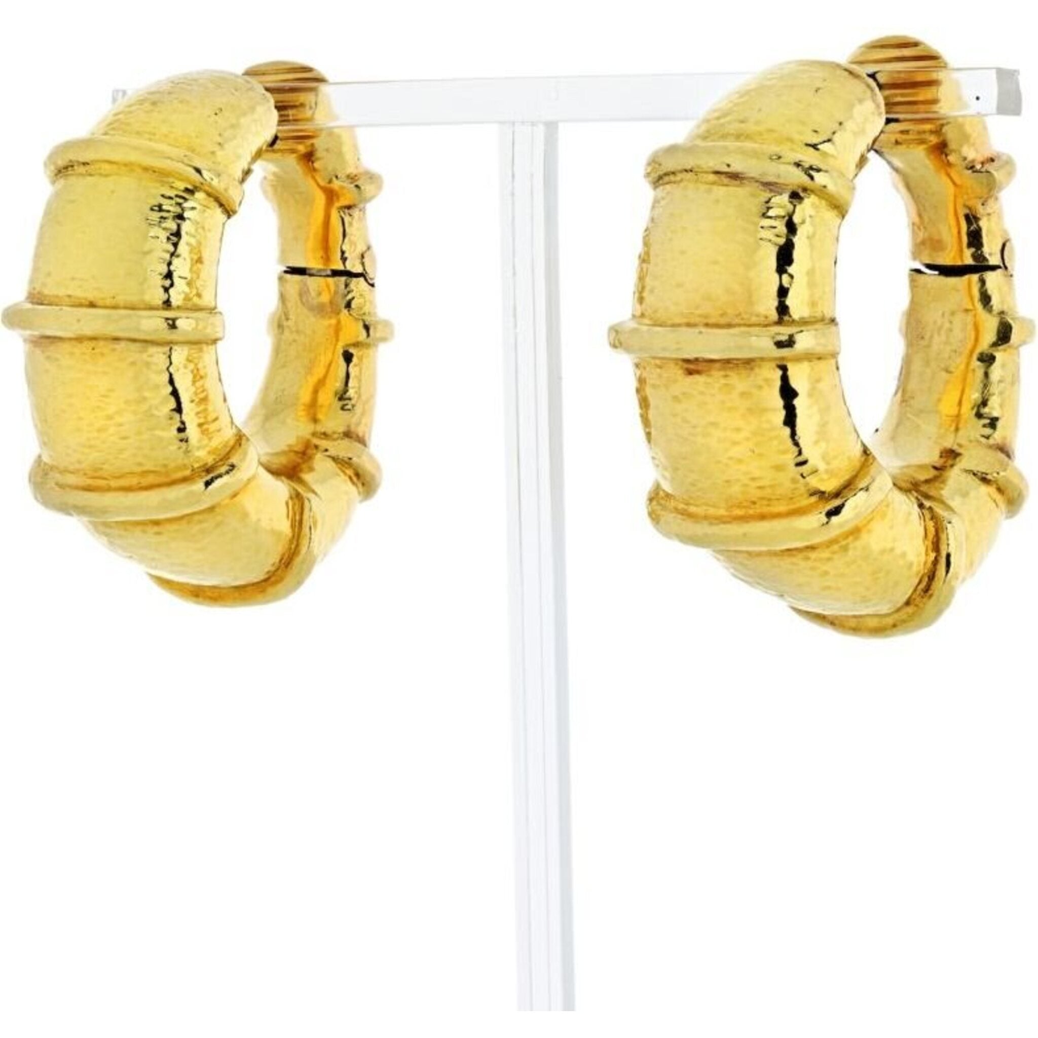 David Webb - 18K Yellow Gold Large Shrimp Hoop Earrings