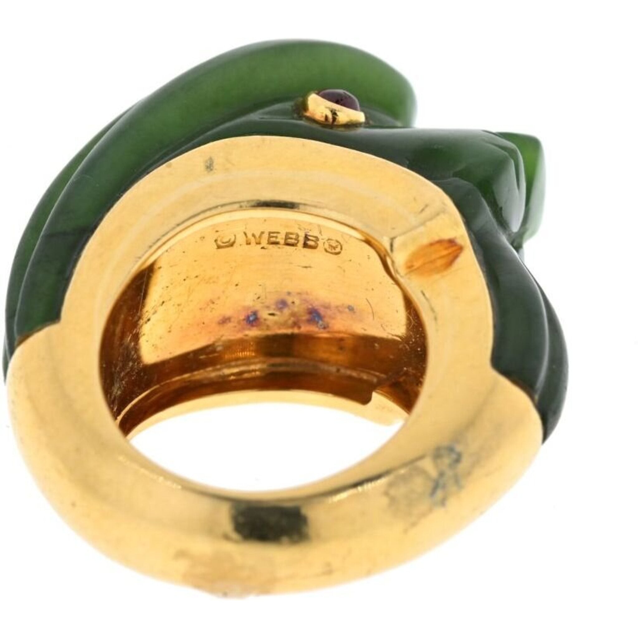 David Webb - 18K Yellow Gold Nephrite, Ruby Lion Ring – Robinson's Jewelers