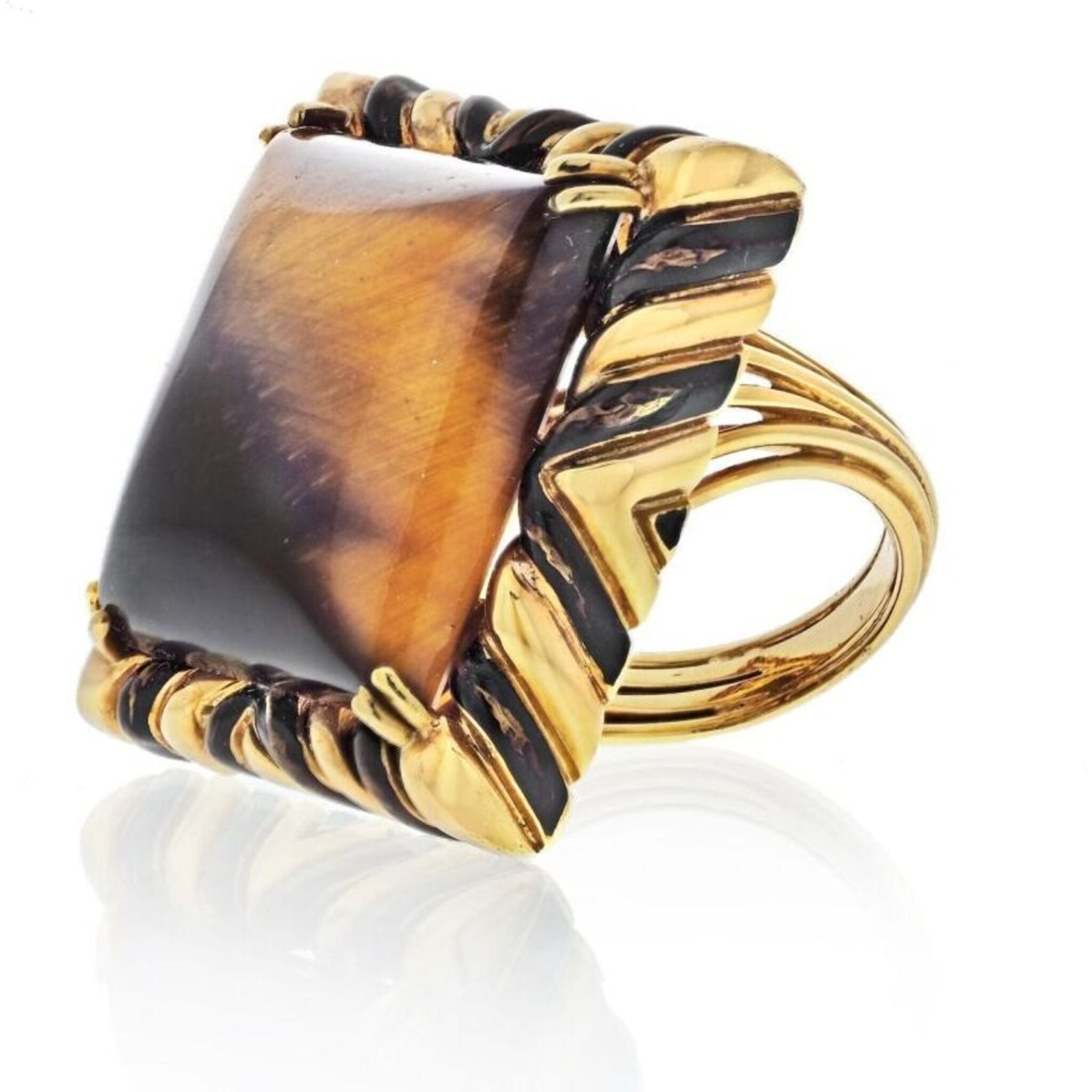 Yellow gold clearance tigers eye ring