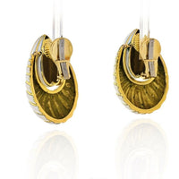 David Webb - 18K Yellow Gold White Enamel Door Knockers Earrings