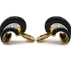 David Webb - 1980's Platinum & 18K Yellow Gold Black Enamel Diamond Earrings
