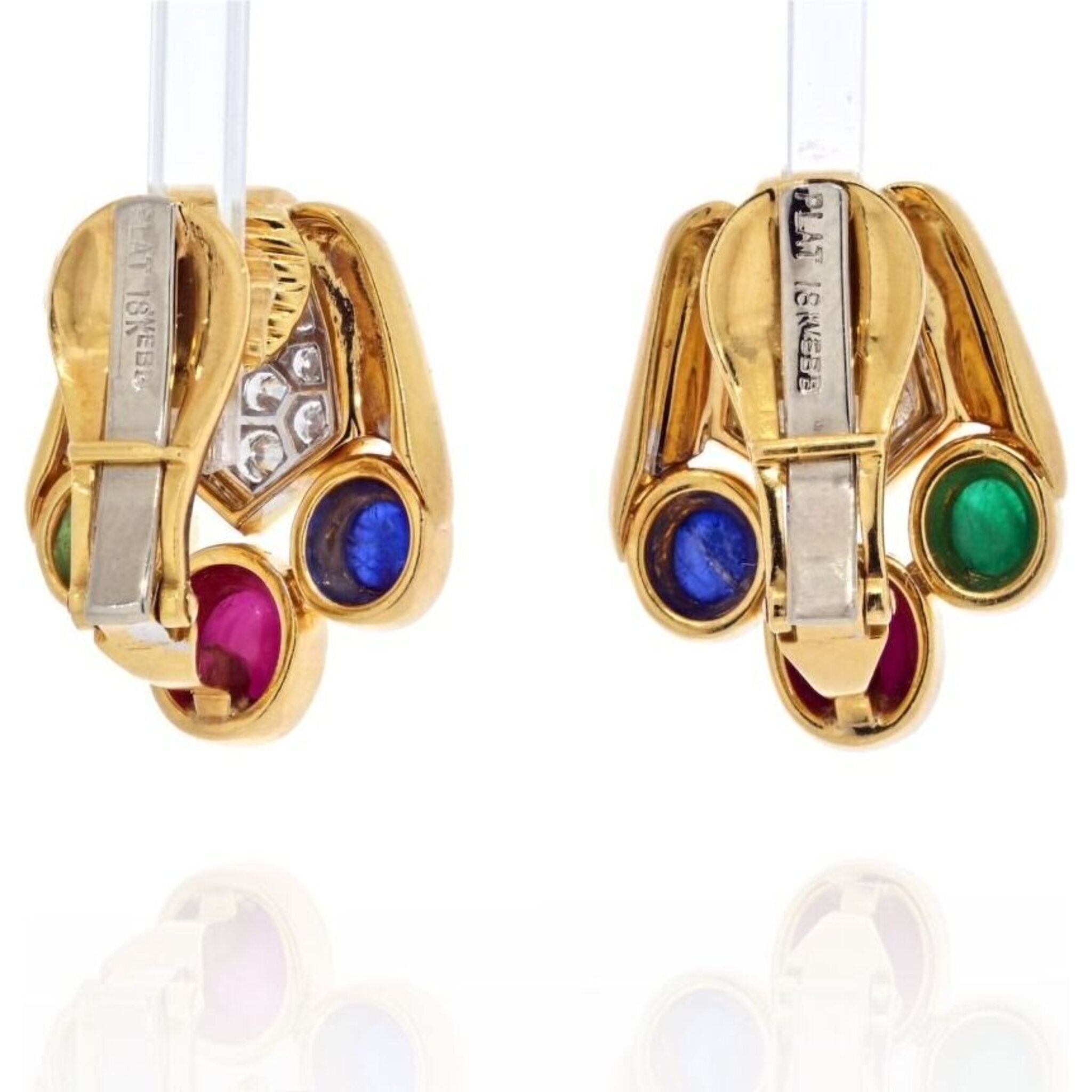 David Webb Cabochon Sapphire Emerald And Ruby Bear Paw Earrings Robinson s Jewelers