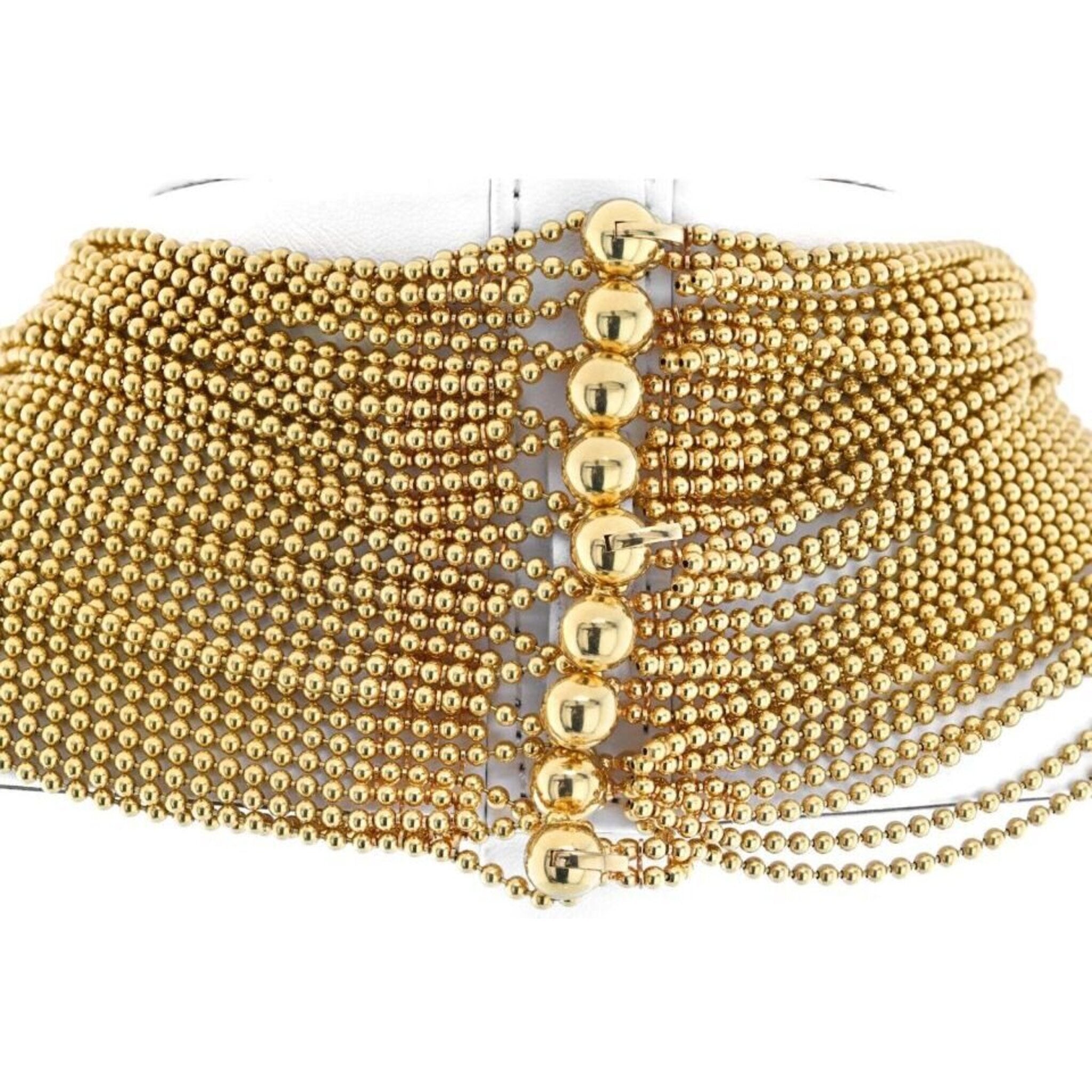 David Webb - Cartier Draperie De Decollete 18K Yellow Gold Necklace of 34 Rows of Beads