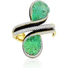 David Webb - Crossover Platinum & 18K Yellow Gold Carved Emerald And Diamond Bracelet
