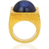David Webb - Hammered F 18K Yellow Gold Star Sapphire Ring