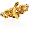 David Webb - Kingdom 18K Yellow Gold Two Snakes, Emeralds, Diamonds, Interlocking Ring