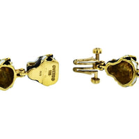David Webb - Lion Head Platinum & 18K Yellow Gold 12 One Line Black Enamel Head Motifs Bracelet