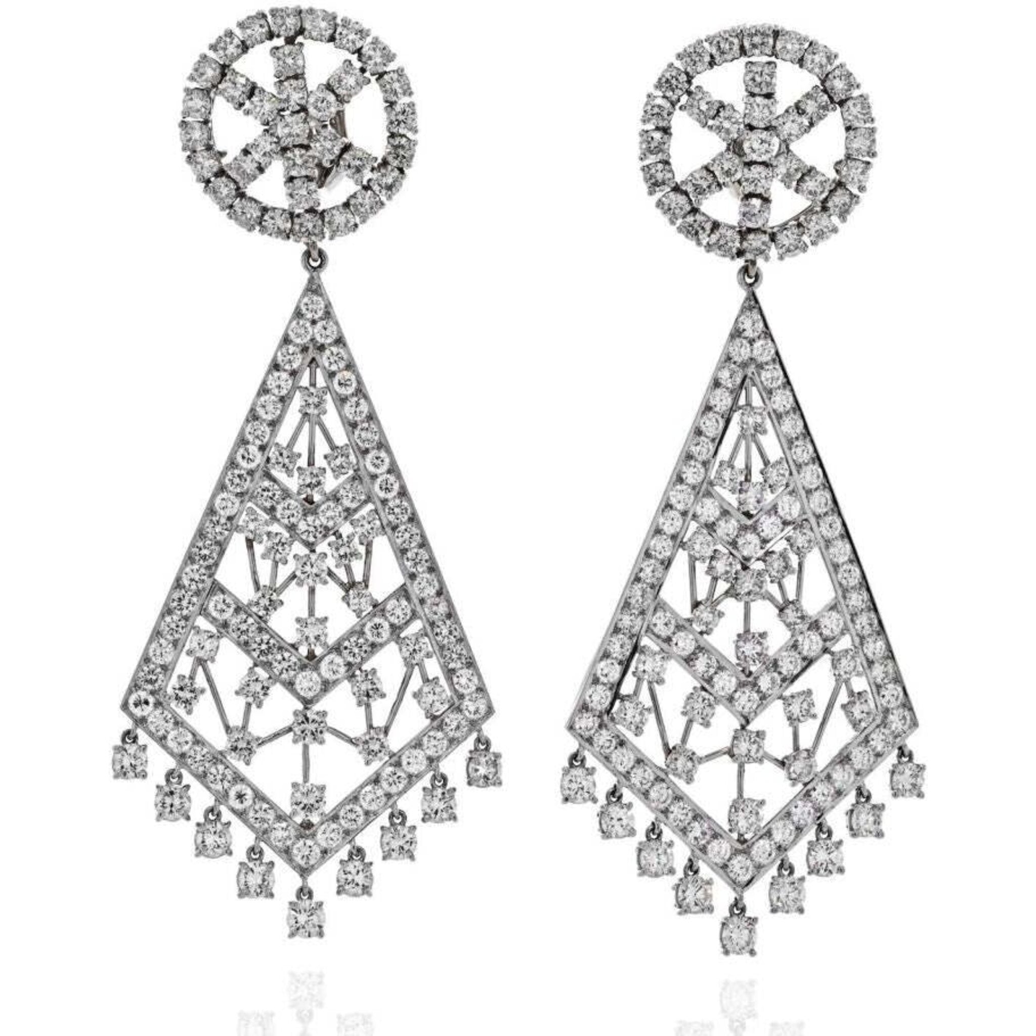 22.30CT 18KT WHITE GOLD RED RUBY AND DIAMOND CHANDELIER EARRINGS 019413