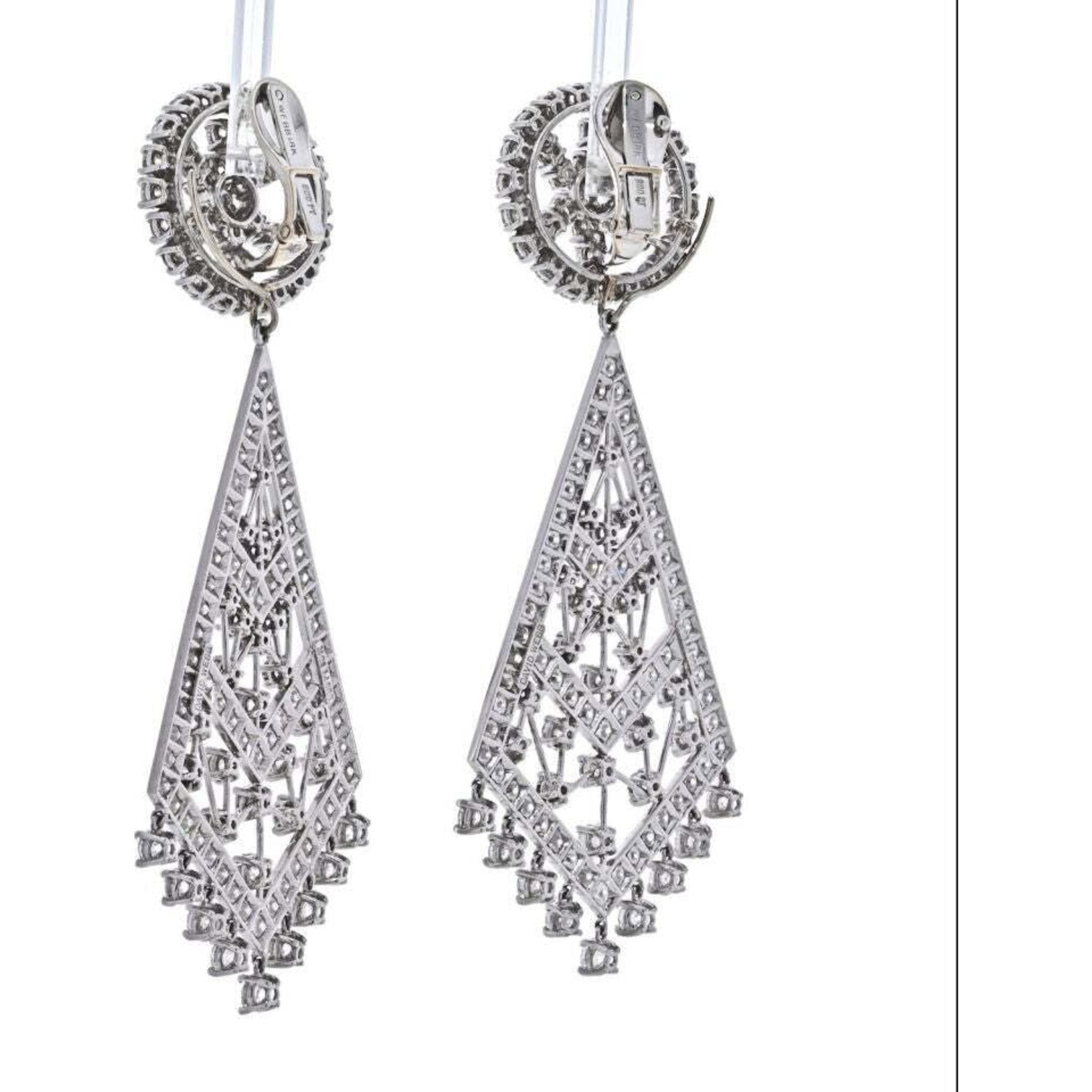 Chaya 4 Carat Combine Mix Shape Diamond Chandelier Earrings in 14k Whi