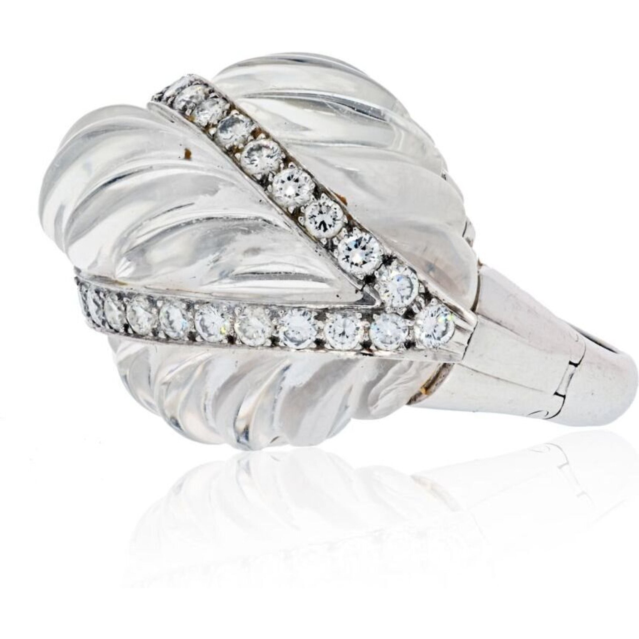 David Webb Platinum 18K White Gold Rock Crystal Diamond Arch