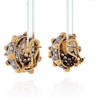 David Webb - Platinum & 18K Yellow Gold 16 Carats Diamond Dome Clip Earrings