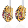 David Webb - Platinum & 18K Yellow Gold 1980's Color Gemstone Red, Green And Blue Diamond Earrings