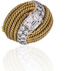 David Webb - Platinum & 18K Yellow Gold 2.13 Carat Emerald Cut Turban Diamond Ring